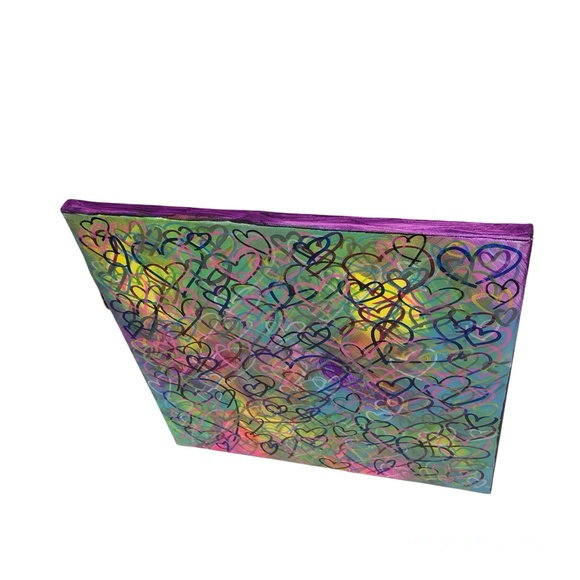 HANDCRAFTED VIBRANT GRAFFITI HEARTS POP ART MULTICOLOR - Picture 5 of 10